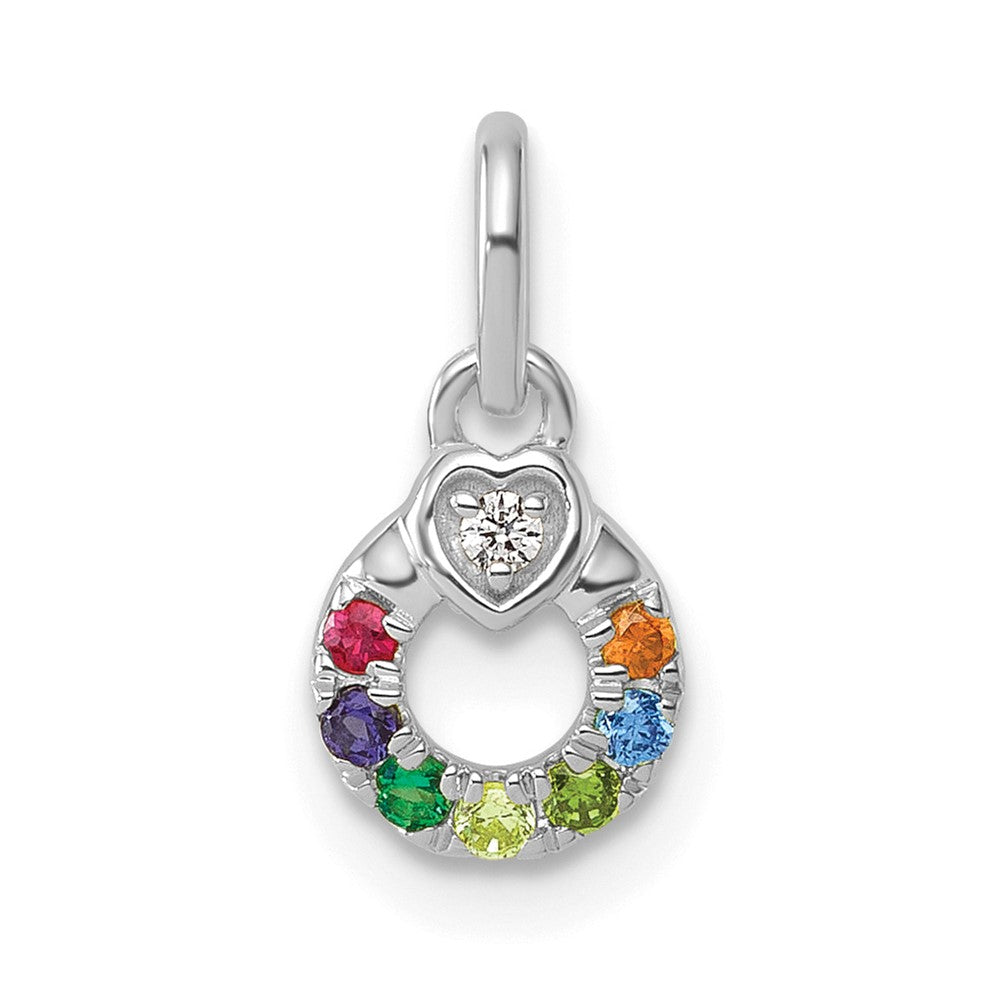14k WG Dia. Heart w/7 Birthstone Mother's Circle Pend Semi-Mount