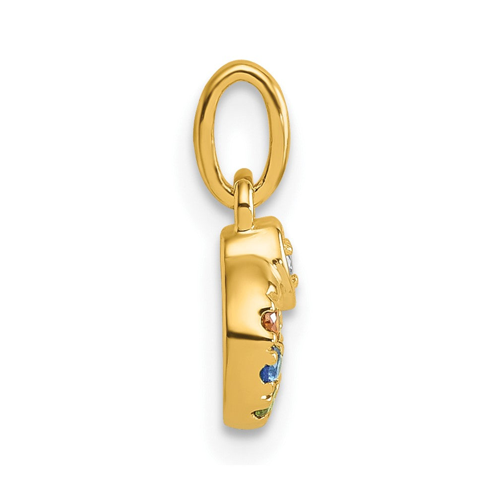 14k Dia Heart w/ 7 Birthstone Mother's Circle Pendant Semi-Mount