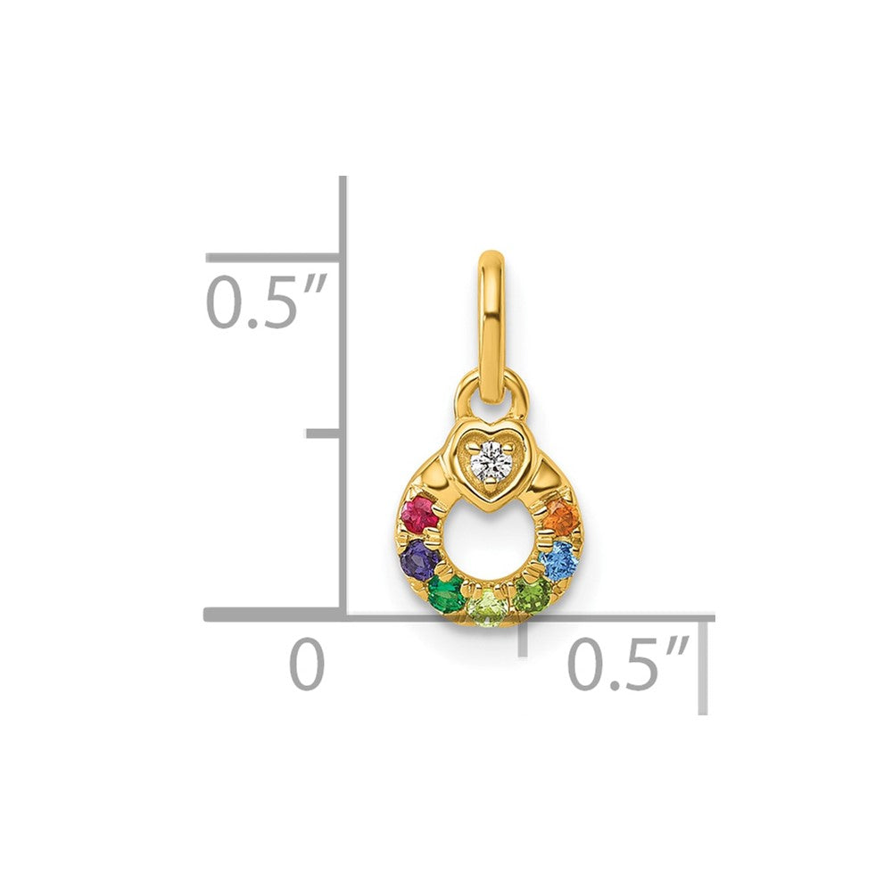 14k Dia Heart w/ 7 Birthstone Mother's Circle Pendant Semi-Mount