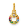 14k Dia Heart w/ 7 Birthstone Mother's Circle Pendant Semi-Mount