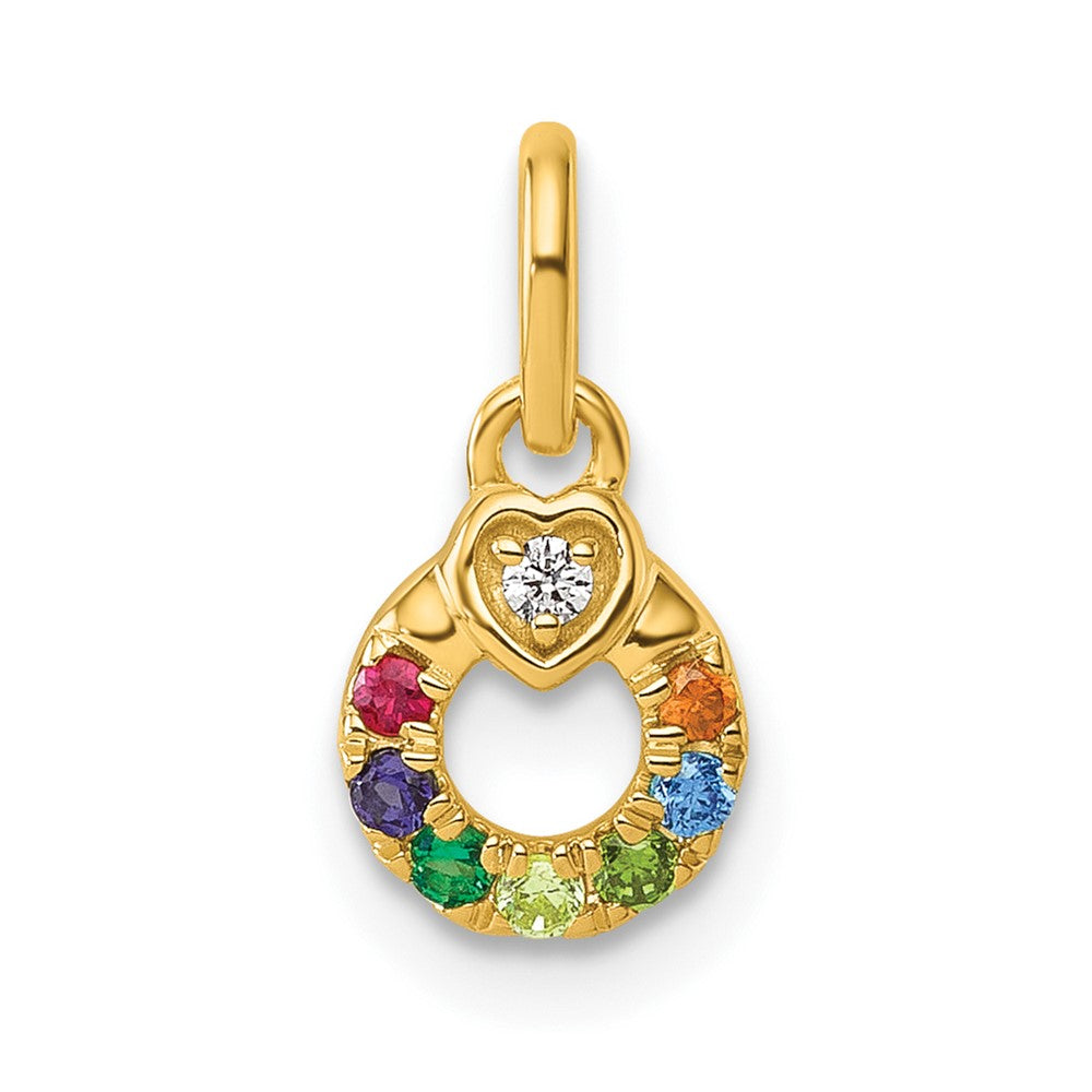 14k Dia Heart w/ 7 Birthstone Mother's Circle Pendant Semi-Mount
