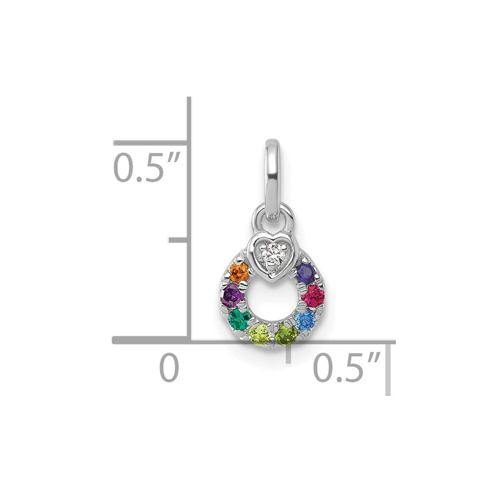 14k WG Dia. Heart w/8 Birthstone Mother's Circle Pend Semi-Mount