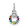 14k WG Dia. Heart w/8 Birthstone Mother's Circle Pend Semi-Mount