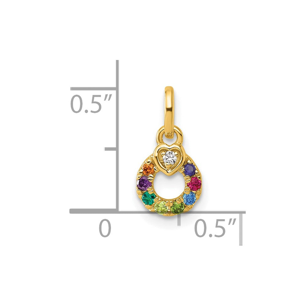 14k Dia Heart w/ 8 Birthstone Mother's Circle Pendant Semi-Mount