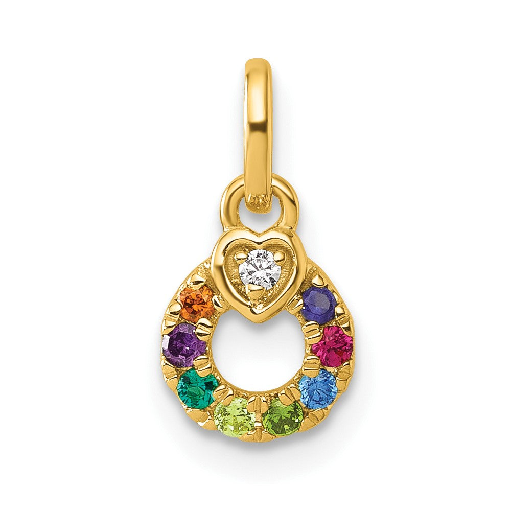 14k Dia Heart w/ 8 Birthstone Mother's Circle Pendant Semi-Mount