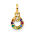 14k Dia Heart w/ 8 Birthstone Mother's Circle Pendant Semi-Mount