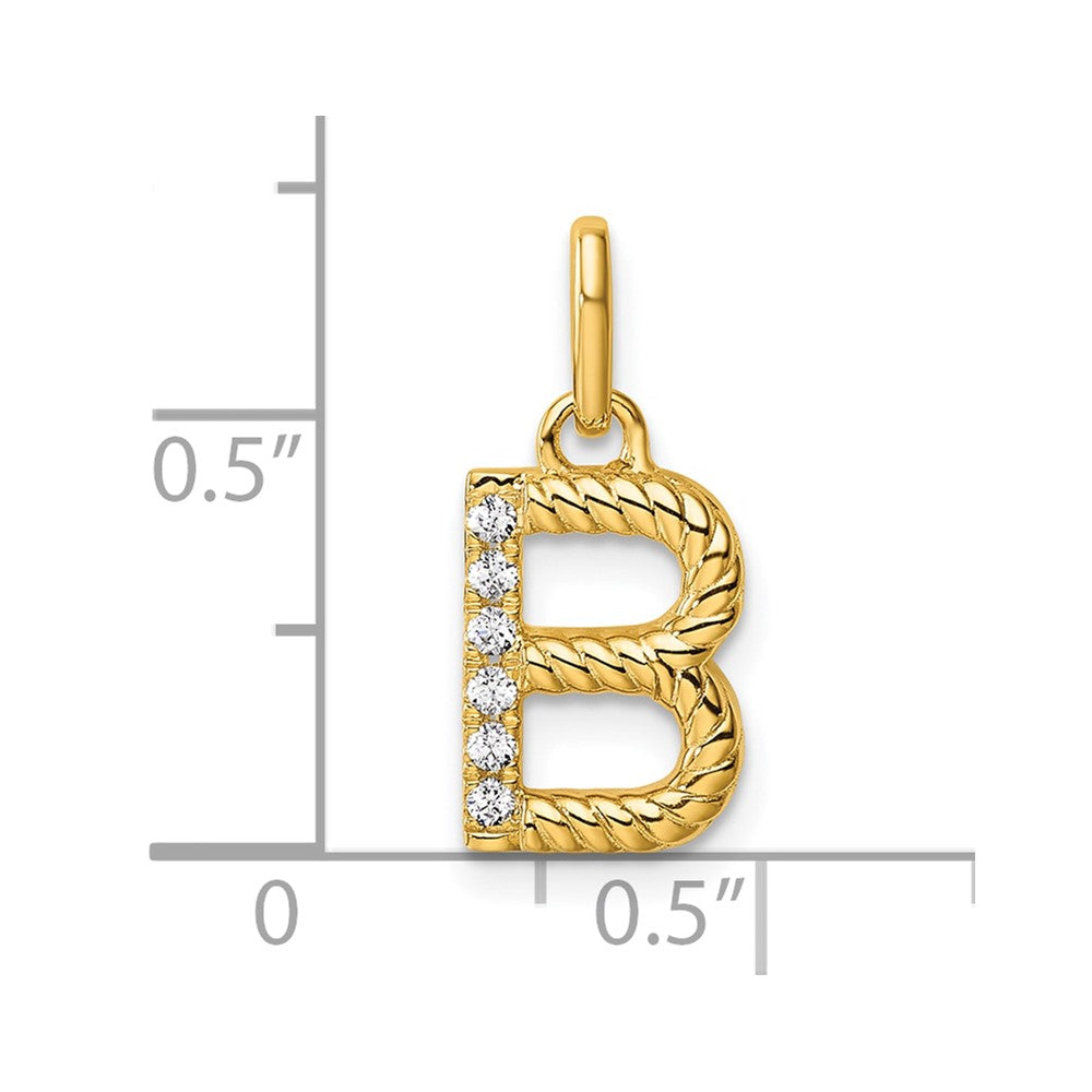 14k Twisted with .05 ct. Diamond Initial B Charm