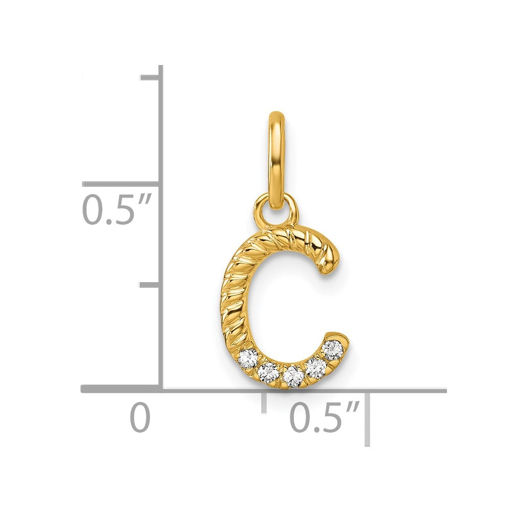 14k Twisted with .05 ct. Diamond Initial C Charm