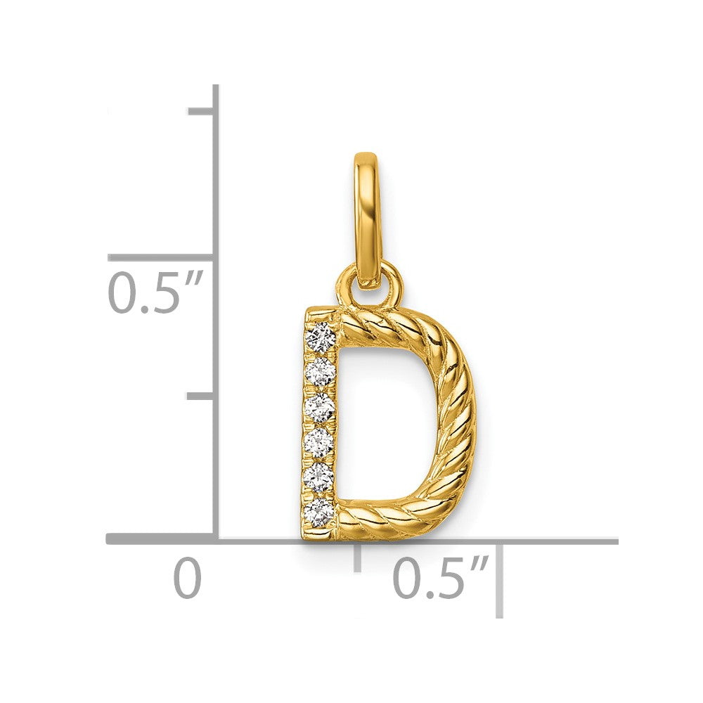 14k Twisted with .05 ct. Diamond Initial D Charm