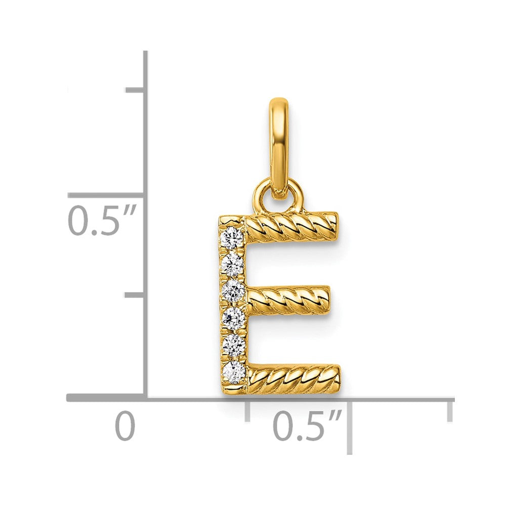 14k Twisted with .05 ct. Diamond Initial E Charm