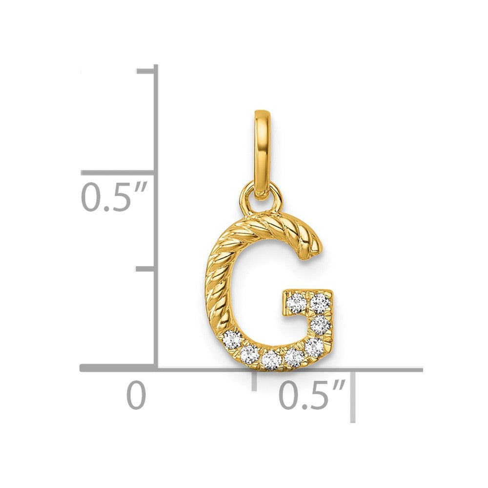 14k Twisted .07 ct. Diamond Initial G Charm