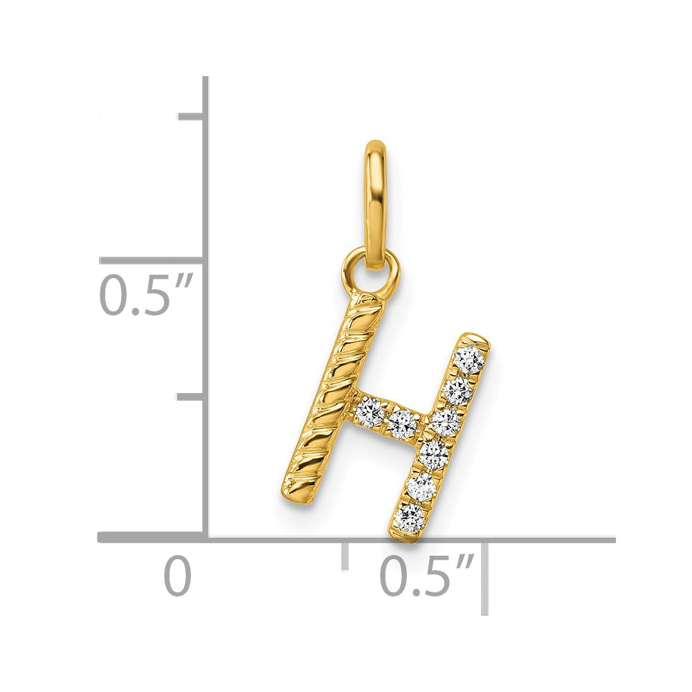 14k Twisted .07 ct. Diamond Initial H Charm