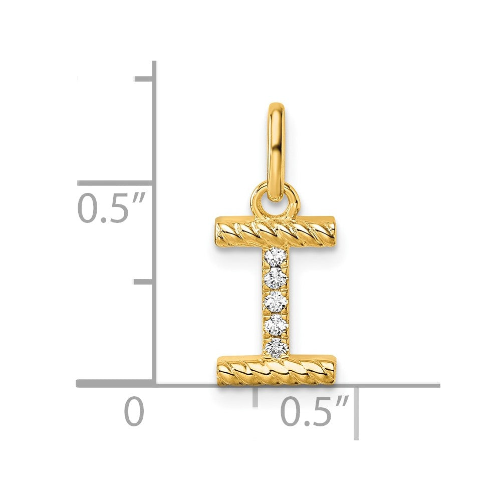 14k Twisted .05 ct. Diamond Initial I Charm