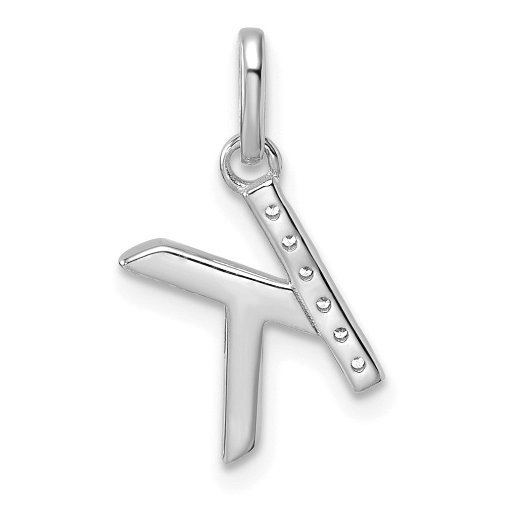 14k White Gold Twisted .05 Ct. Diamond Initial K Charm