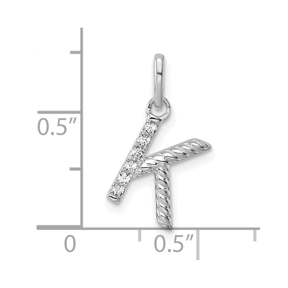 14k White Gold Twisted .05 Ct. Diamond Initial K Charm