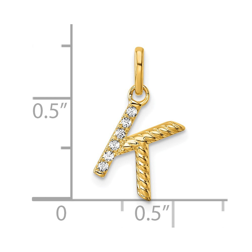 14k Twisted .05 ct. Diamond Initial K Charm