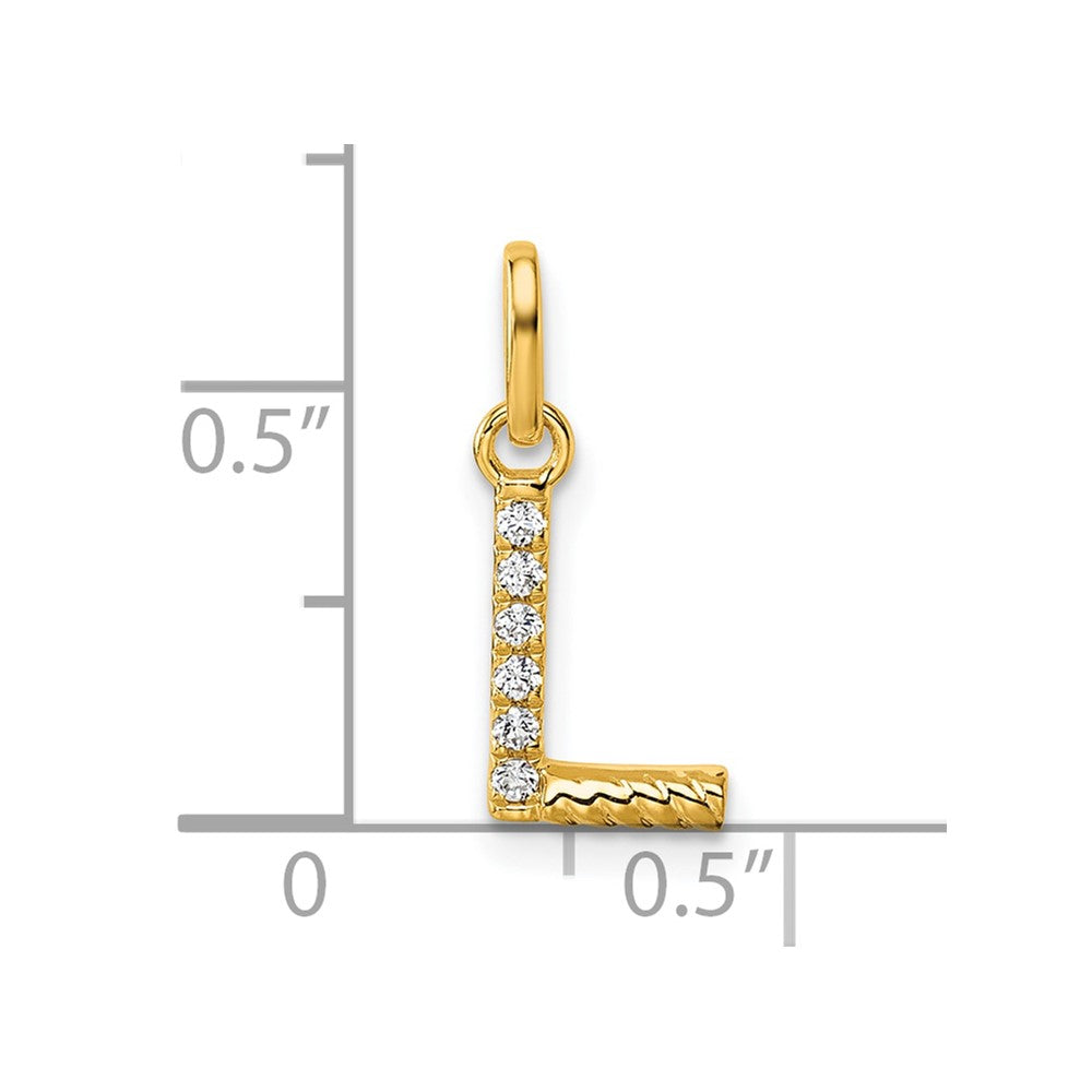14k Twisted .05 ct. Diamond Initial L Charm