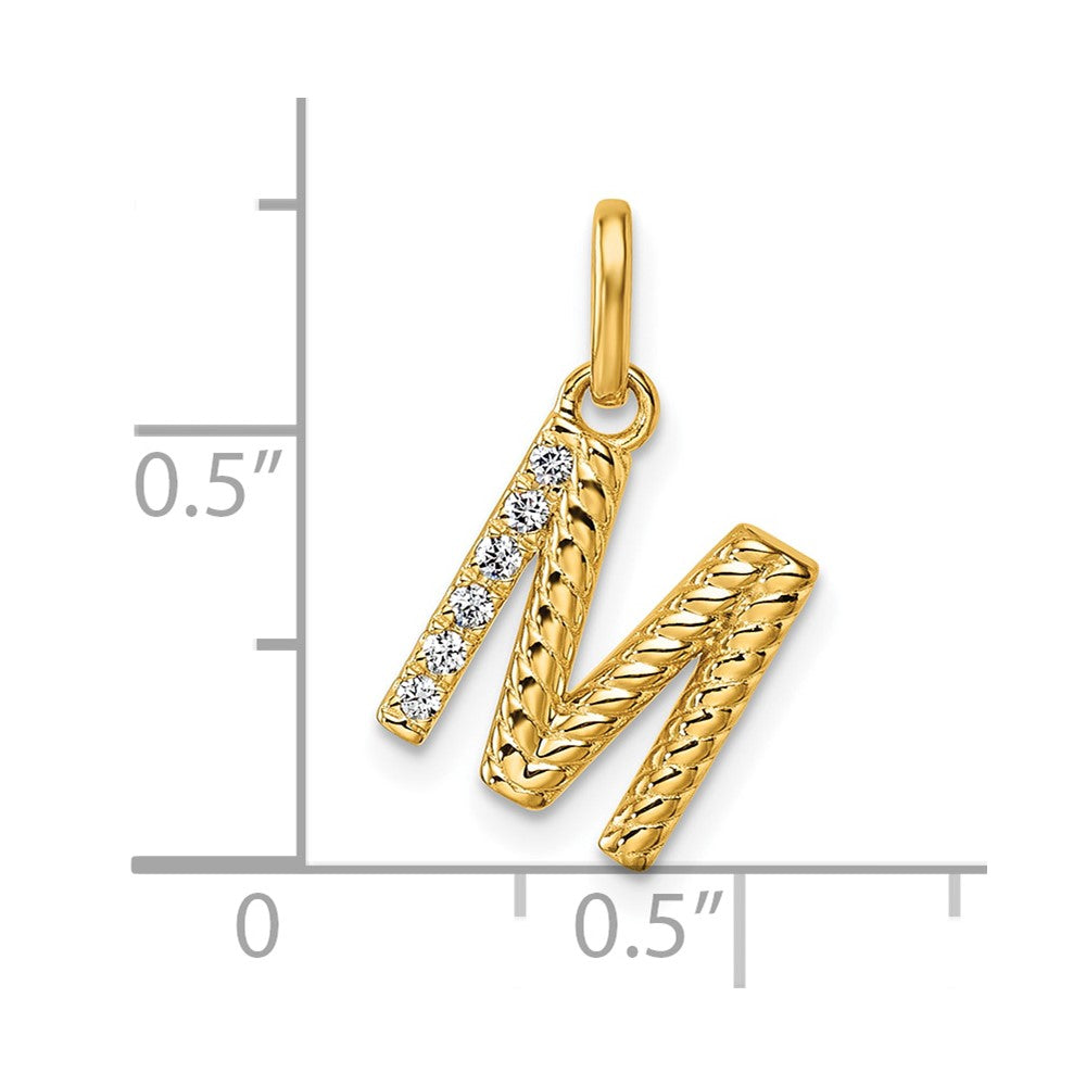 14k Twisted .05 ct. Diamond Initial M Charm