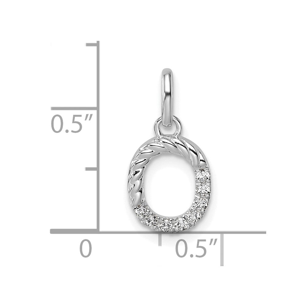 14k White Gold Twisted .07 ct. Diamond Initial O Charm