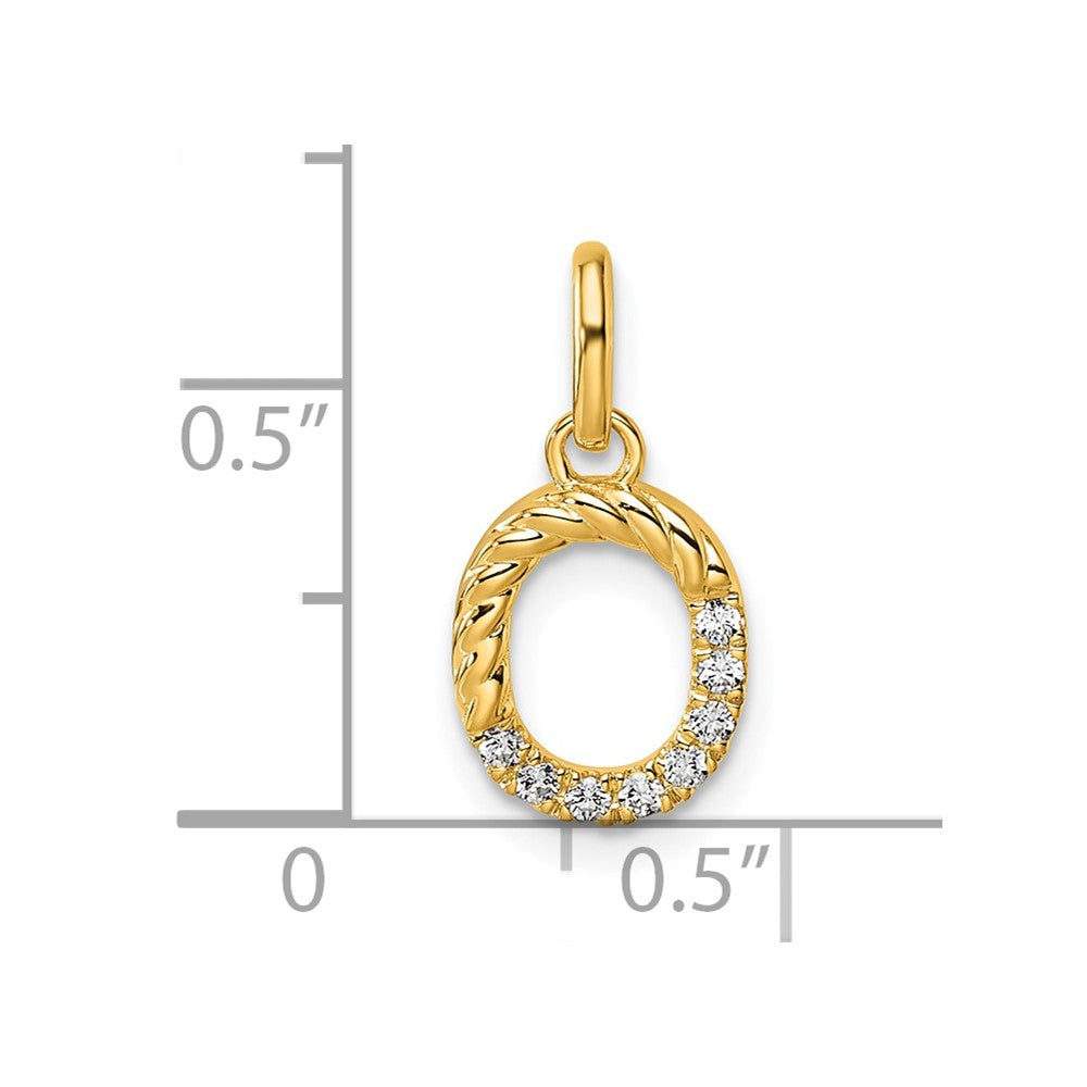 14k Twisted .07 ct. Diamond Initial O Charm