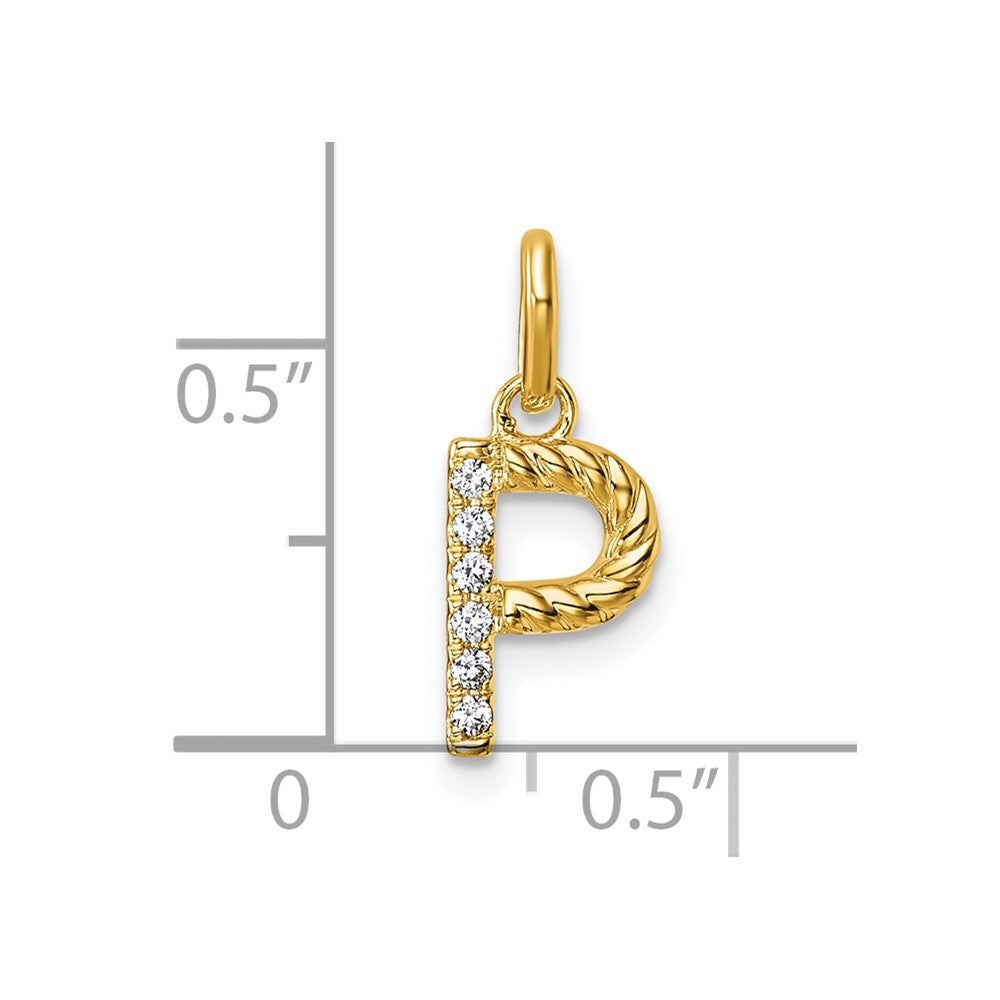 14k Twisted .05 ct. Diamond Initial P Charm