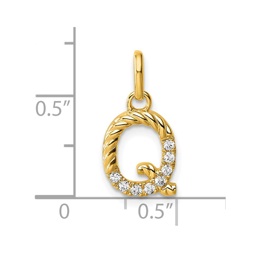 14k Twisted .07 ct. Diamond Initial Q Charm
