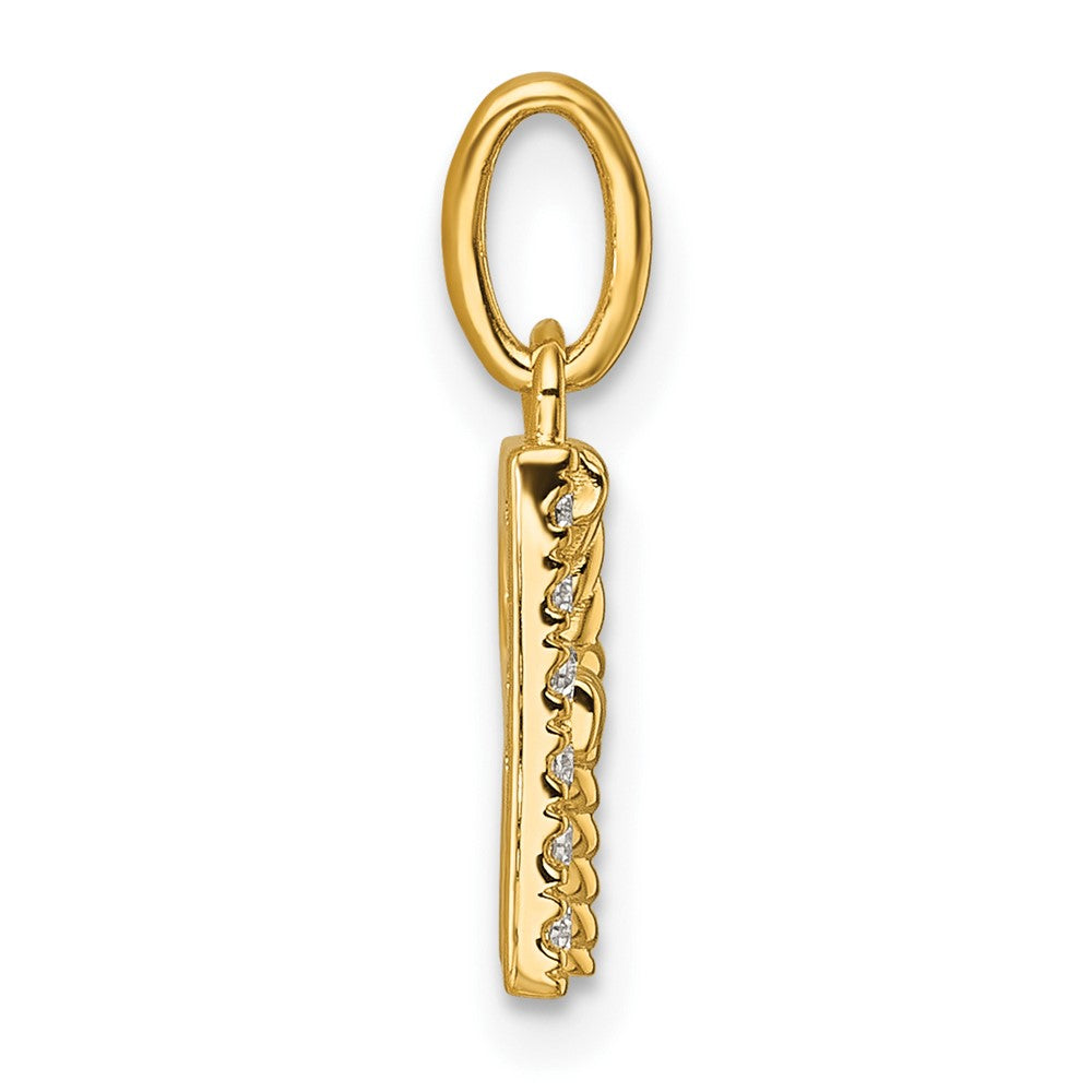 14k Twisted .05 ct. Diamond Initial R Charm