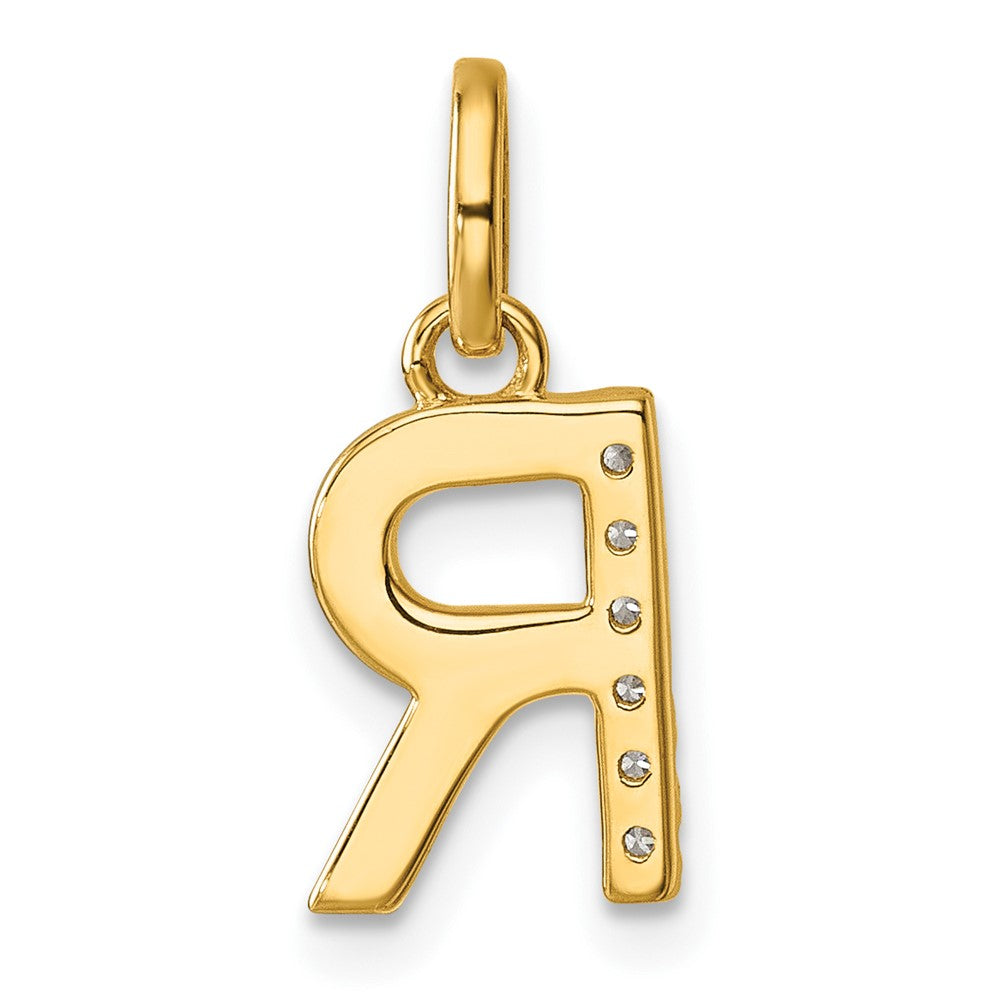 14k Twisted .05 ct. Diamond Initial R Charm