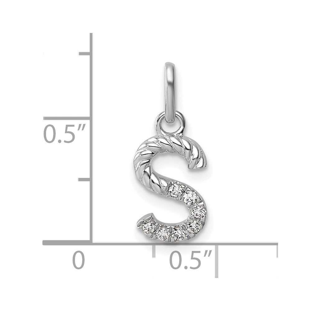14k White Gold Twisted .07 ct. Diamond Initial S Charm