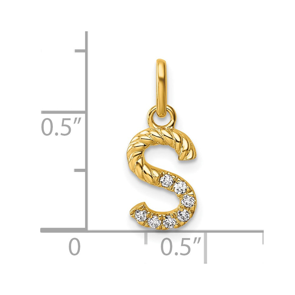 14k Twisted .07 ct. Diamond Initial S Charm