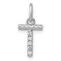 14k White Gold Twisted .05 ct. Diamond Initial T Charm