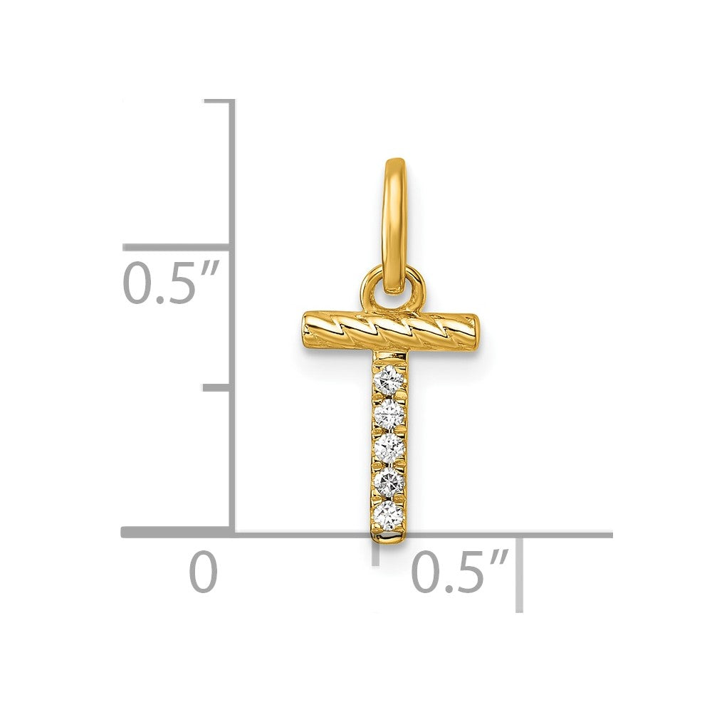 14k Twisted .05 ct. Diamond Initial T Charm
