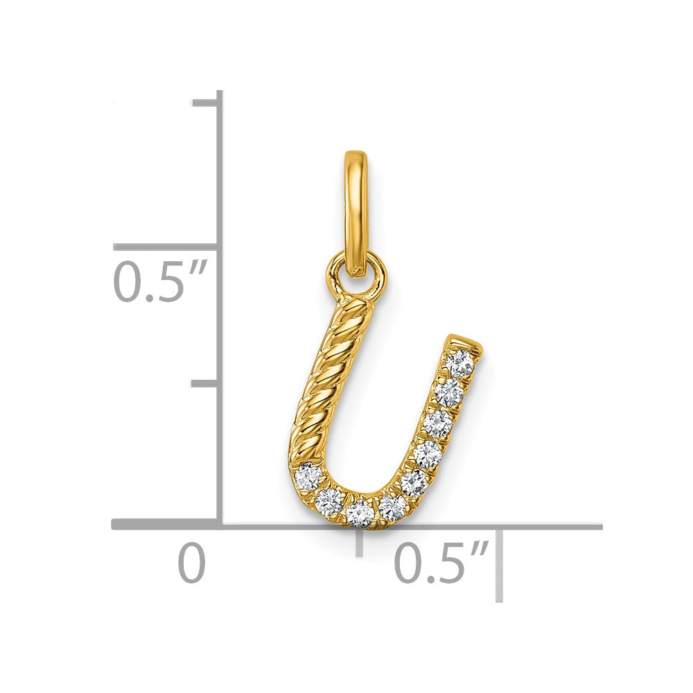 14k Twisted .10 ct. Diamond Initial U Charm