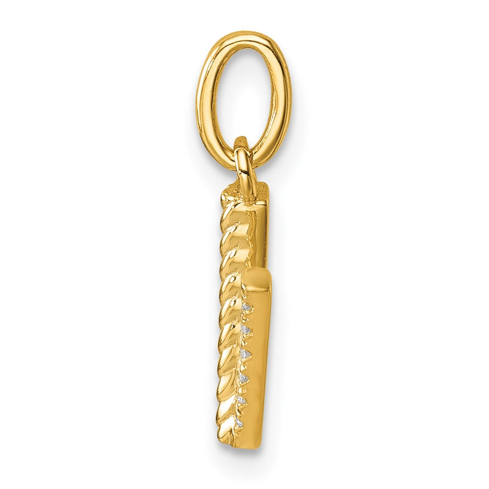 14k Twisted .05 ct. Diamond Initial V Charm