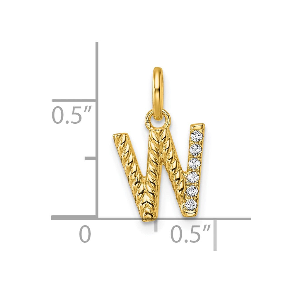 14k Twisted .05 ct. Diamond Initial W Charm