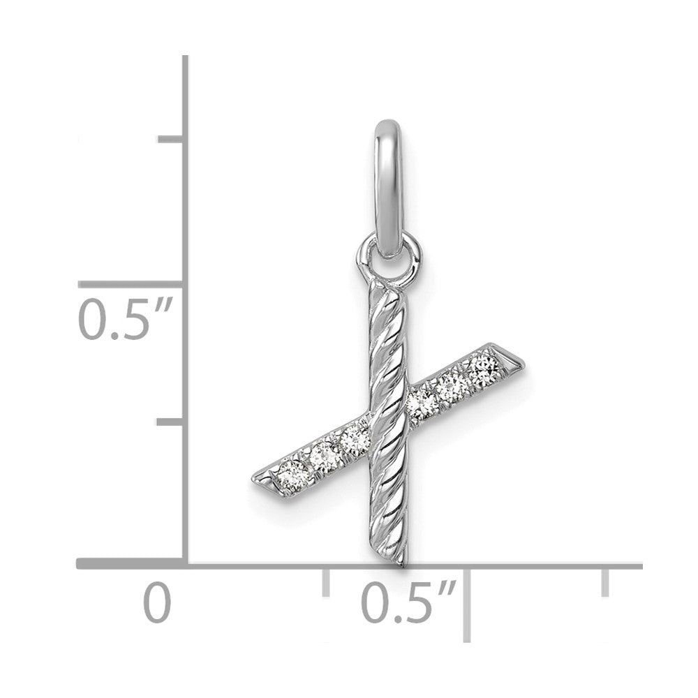 14k White Gold Twisted .05 ct. Diamond Initial X Charm