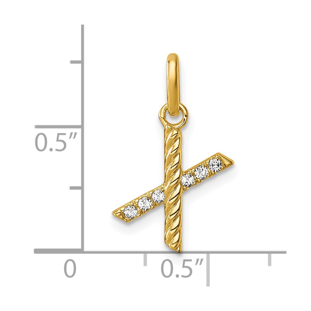 14k Twisted .05 ct. Diamond Initial X Charm