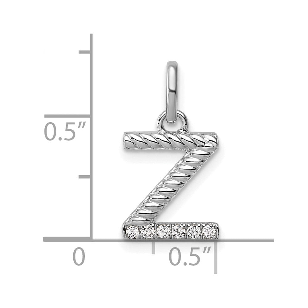14k White Gold Twisted .05 ct. Diamond Initial Z Charm