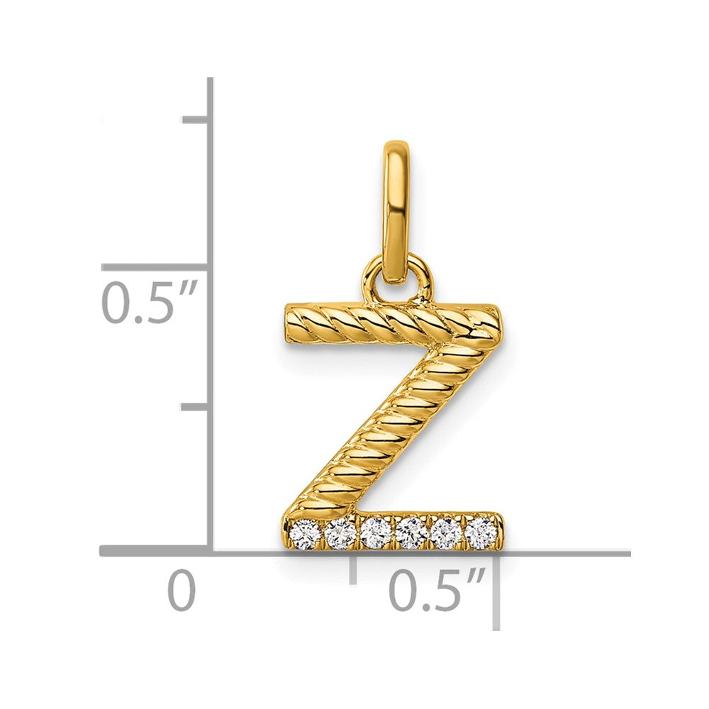 14k Twisted .05 ct. Diamond Initial Z Charm