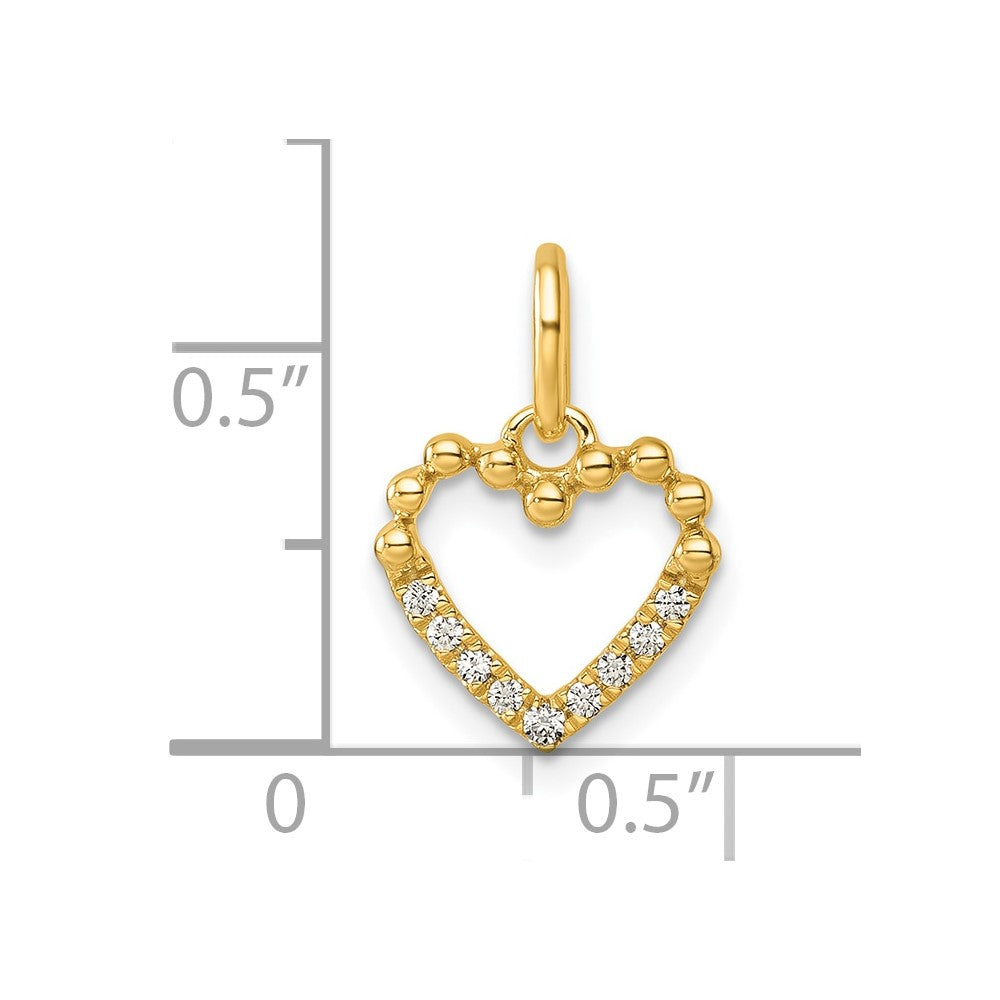 14K Polished Diamond Beaded Heart Pendant