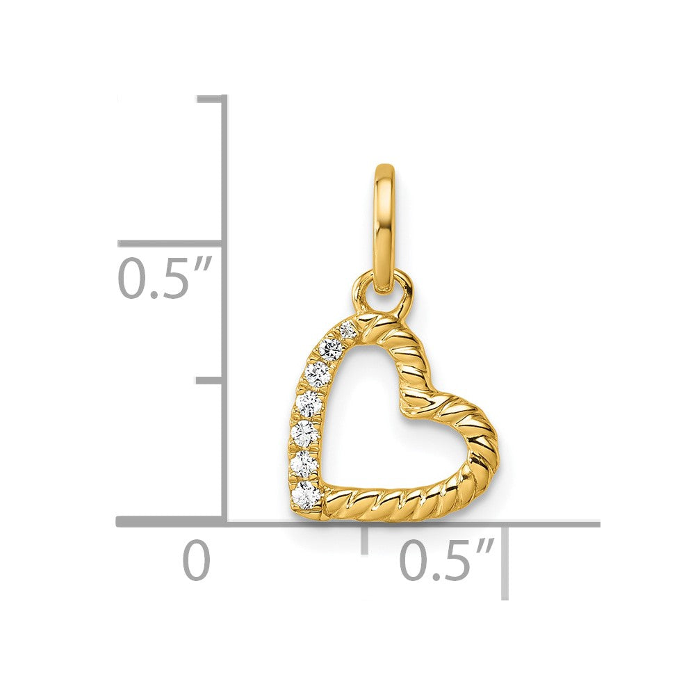 14K Polished Diamond Twisted Heart Pendant