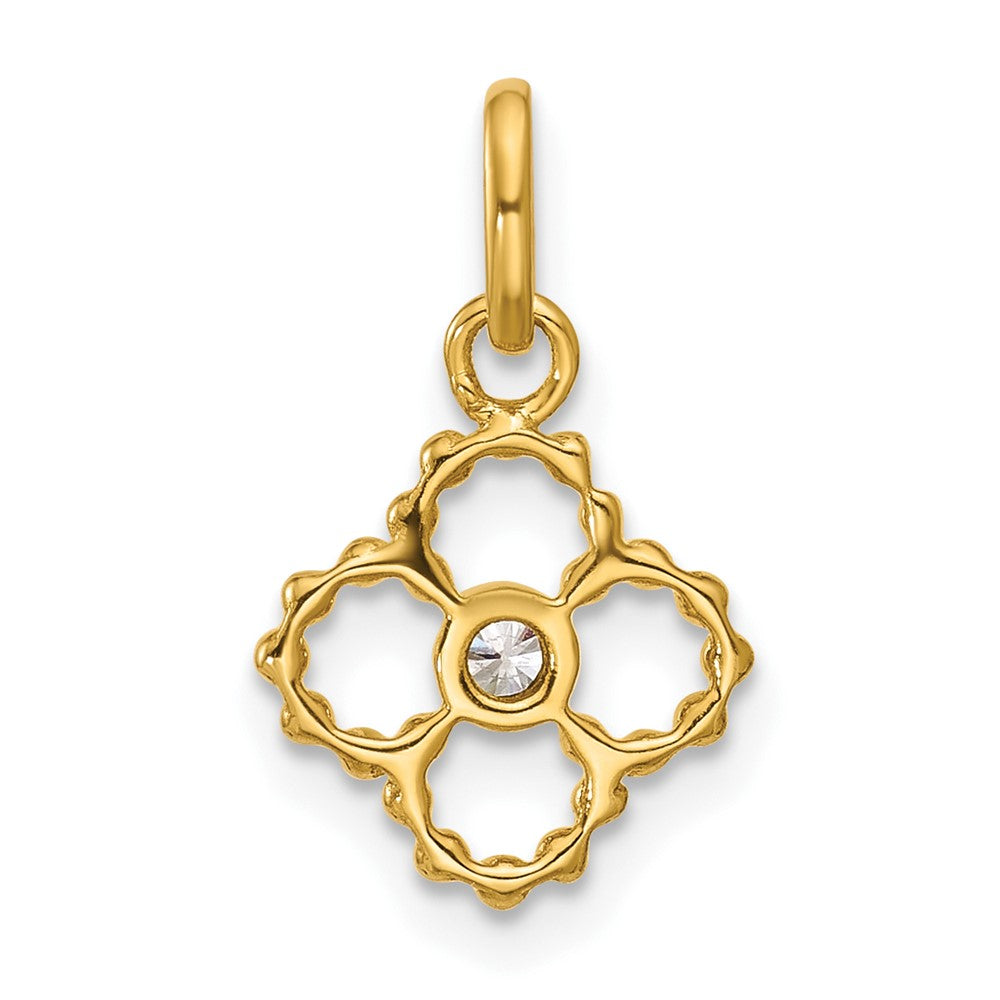 14K Polished Diamond Beaded Floral Pendant