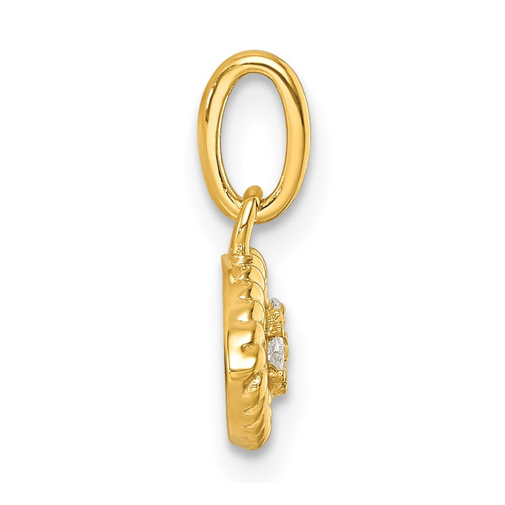 14K Polished Diamond Twisted Evil Eye Pendant