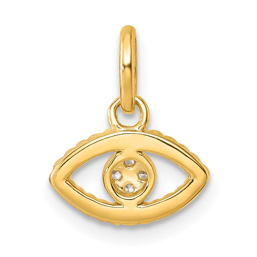 14K Polished Diamond Twisted Evil Eye Pendant