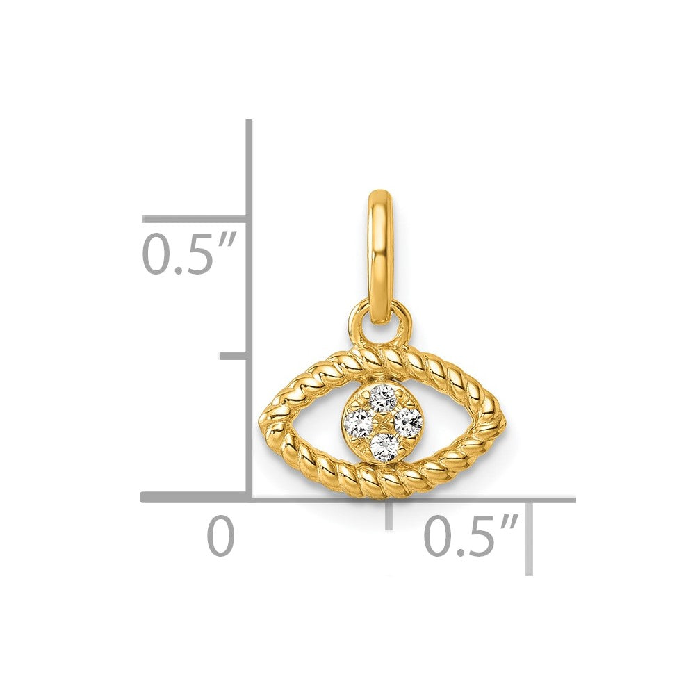 14K Polished Diamond Twisted Evil Eye Pendant