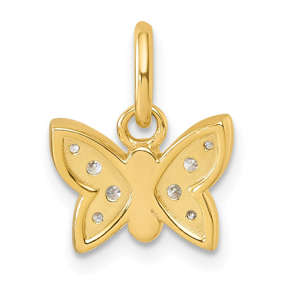 14K Polished Diamond Butterfly Pendant