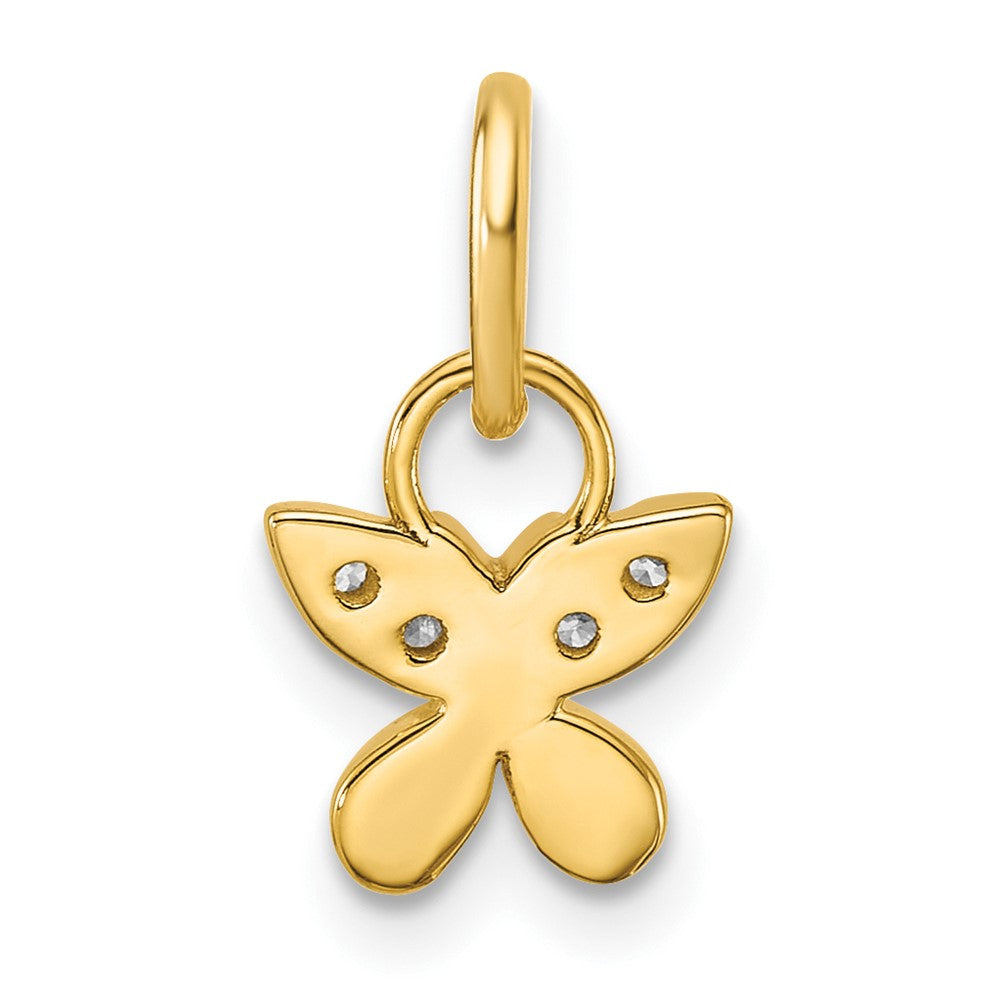 14K Polished Diamond Butterfly Charm