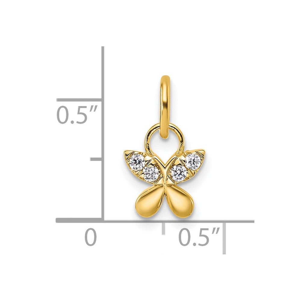 14K Polished Diamond Butterfly Charm