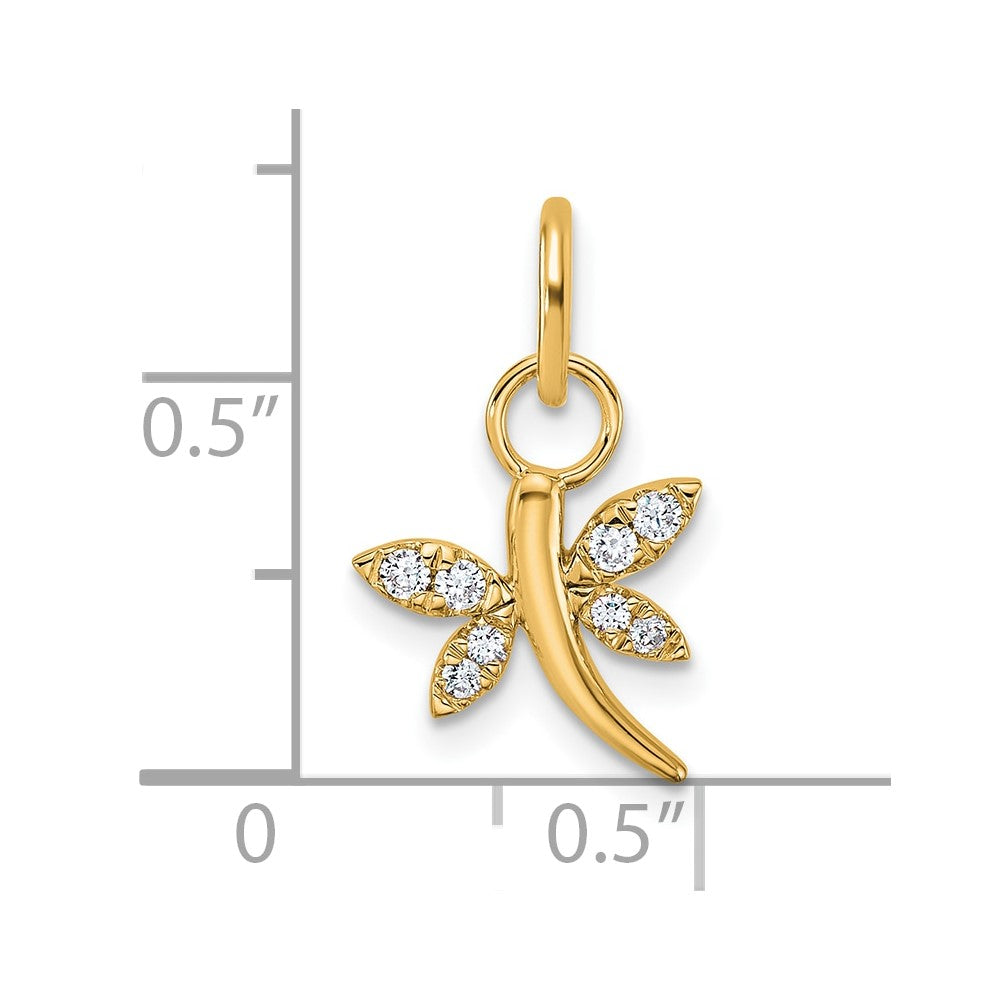 14K Polished Diamond Dragonfly Charm