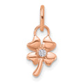 14K Rose Gold Polished Diamond Four Leaf Clover Charm